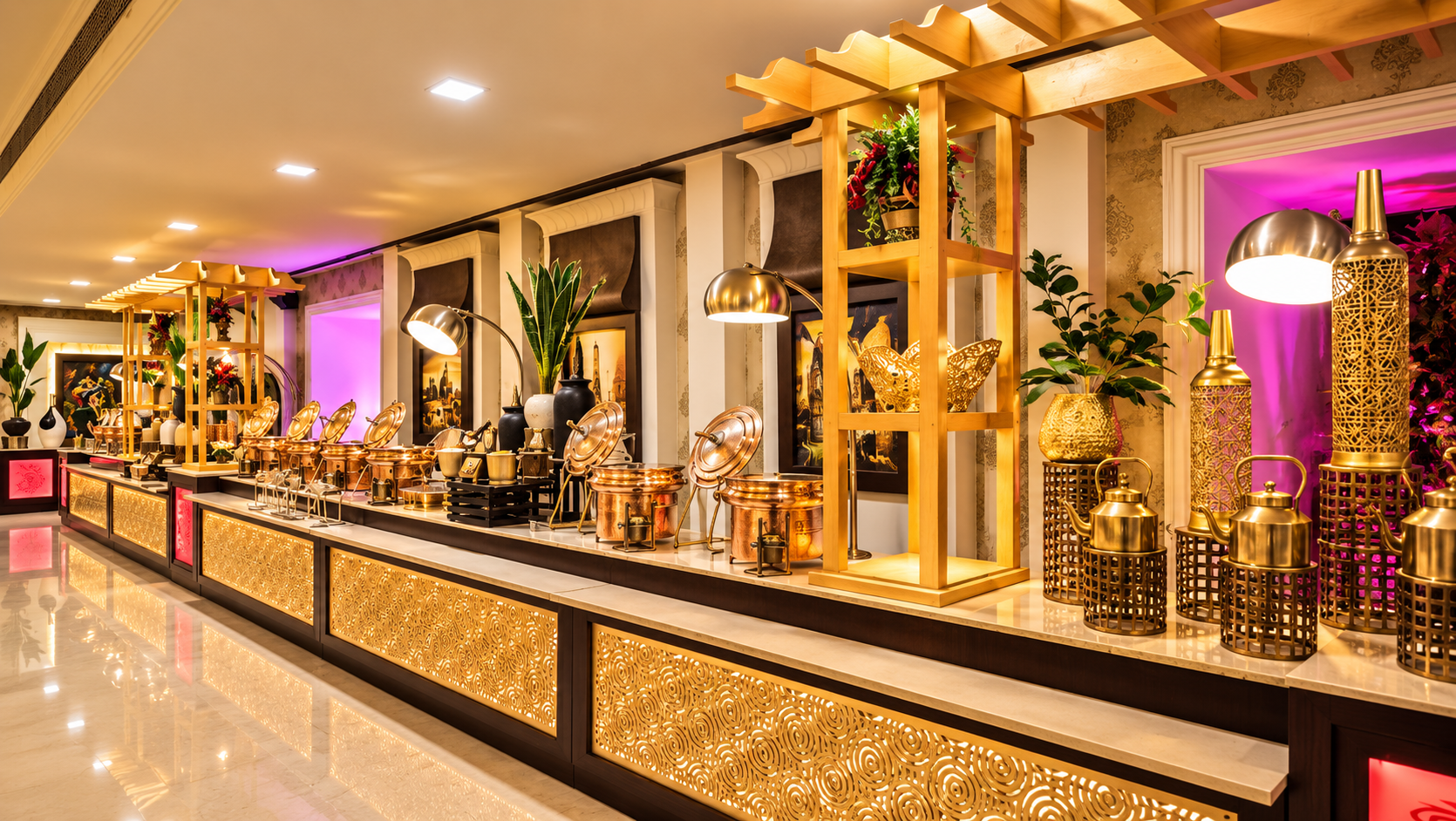 Luxurious golden buffet interior